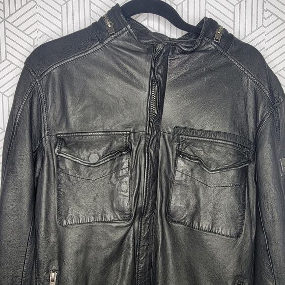 MAURITIUS LEATHER MEN'S GOEFF LAMB LEATHER ZIP-FRONT TRUCKER JACKET - Picture 5 of 16
